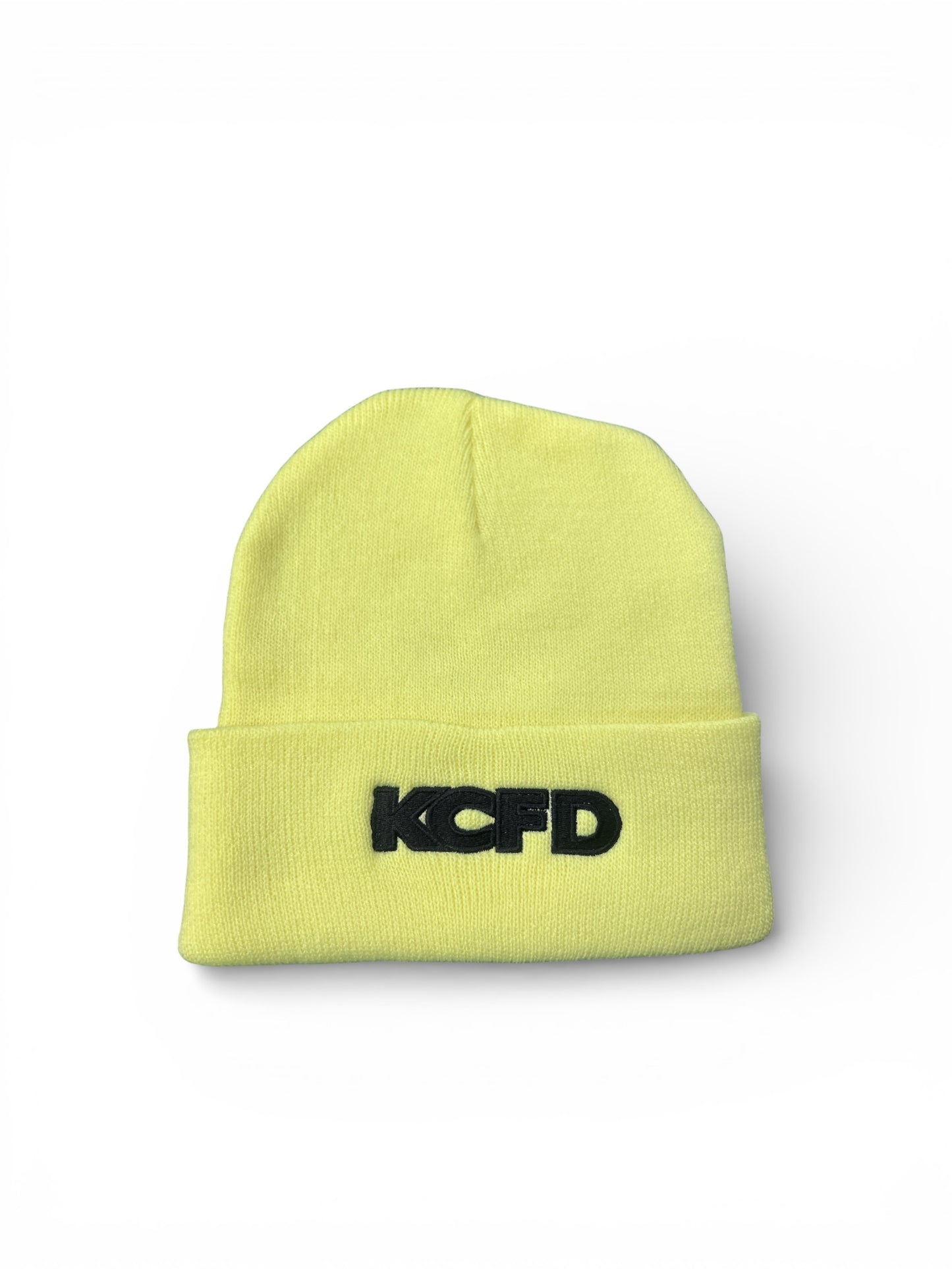 KCFD Cuff Beanie Safety Yellow with Black Thread
