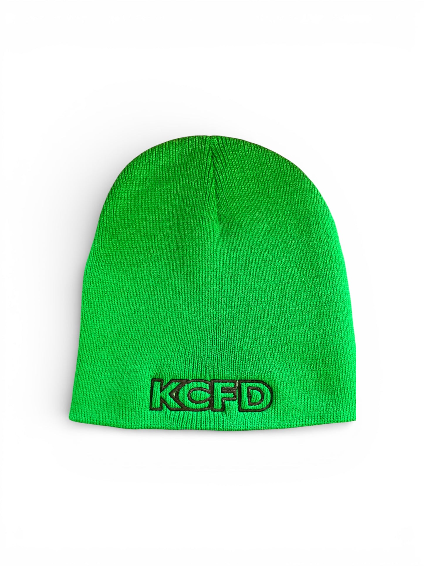 KCFD Beanie Safety Green with Black Thread