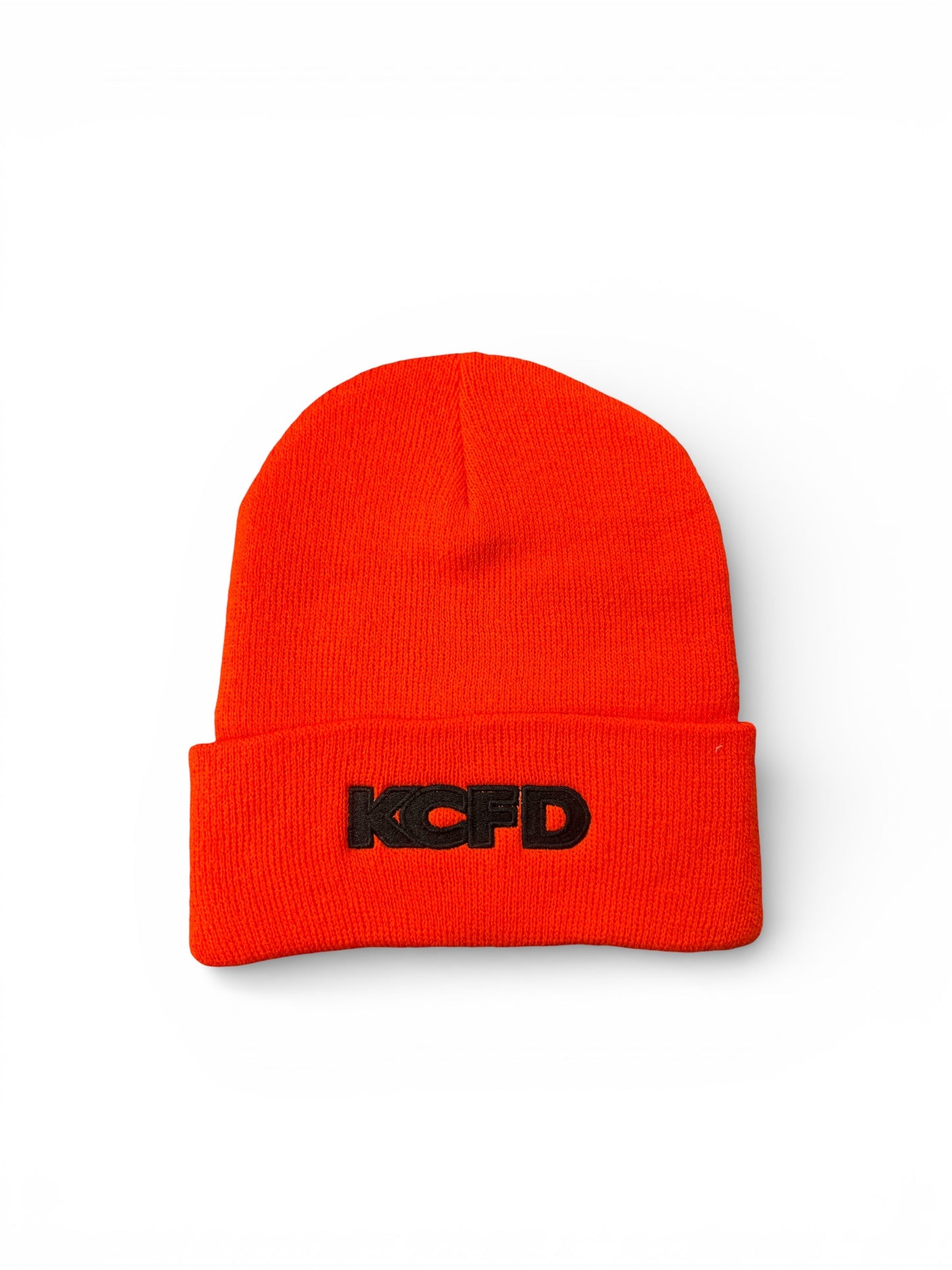 KCFD Cuff Beanie Safety Orange with Black Thread