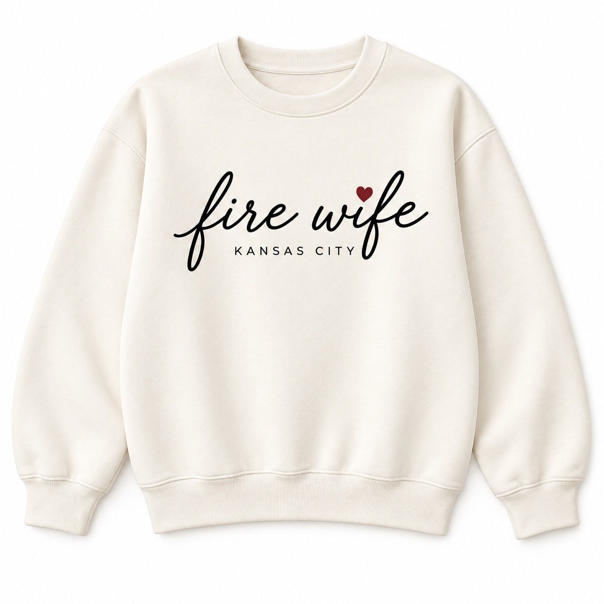 Fire Wife Kansas City full-front design on Ivory crewneck