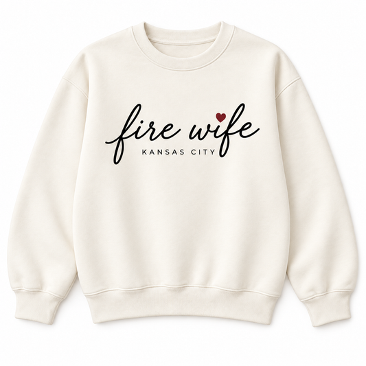 Fire Wife Kansas City full-front design on Ivory crewneck